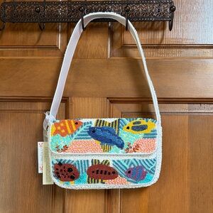 NWT Handcrafted in India Beaded Fish Bag Shoulder Bag